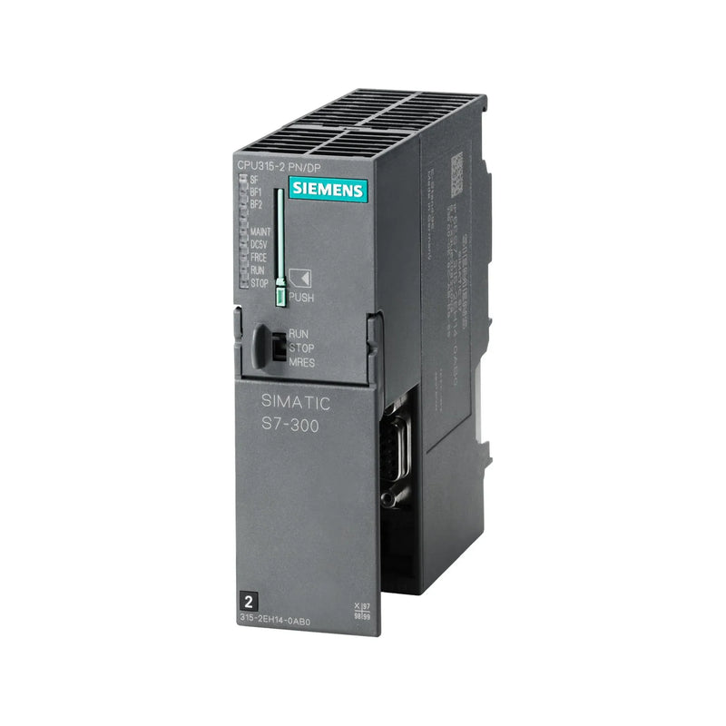 Siemens 6ES7315-2EH14-0AB0 S7-300 CPU with 1.2MB memory, PROFINET and PROFIBUS interfaces for mid-size automation.