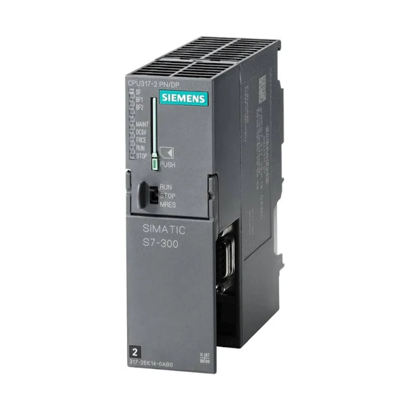 Siemens 6ES7317-2EK14-0AB0 CPU 317-2 PN/DP, S7-300 PLC with 1MB memory, PROFINET and PROFIBUS interface, 24V DC.