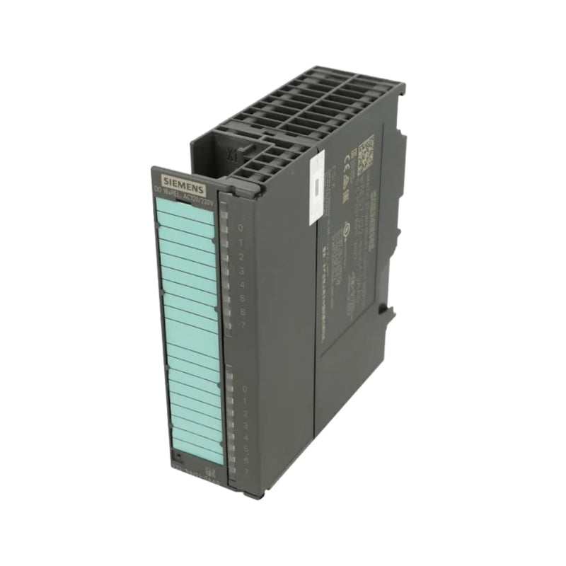Siemens 6ES7322-1BH01-0AA0 S7-300 output module, 8DO, 24V DC relay, 0.5A, screw terminals, isolated channels.