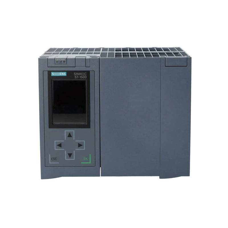 Siemens 6ES7518-4AP00-0AB0 CPU 1518-4 PN/DP, 10 MB memory, 1 ns bit performance, 3 PROFINET + 1 PROFIBUS interface, high-end S7-1500 controller.