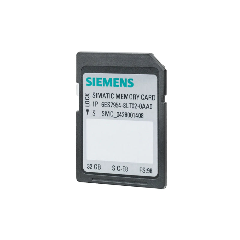 Siemens 6ES7954-8LT03-0AA0 micro memory card, 4 MB MMC for S7-300 and LOGO! 8, for program and data storage in industrial automation.