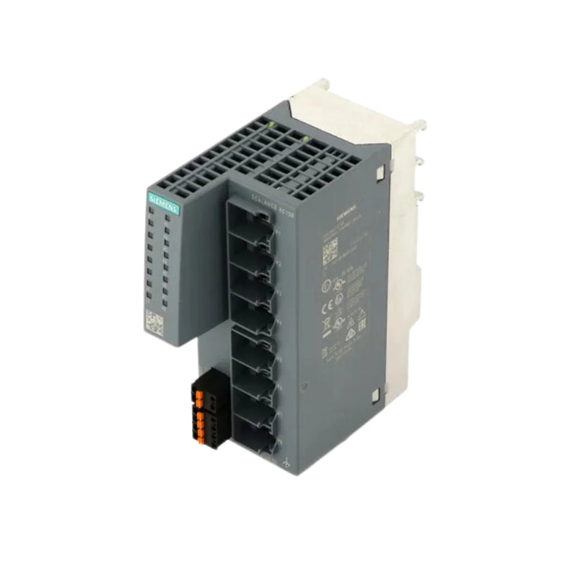 Siemens 6GK5108-0BA00-2AC2 SCALANCE XB008 Ethernet switch, 8 RJ45 ports, unmanaged, 10/100 Mbps, compact DIN rail mount industrial networking device.