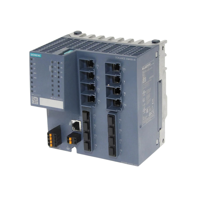 Siemens 6GK5408-8GS00-2AM2 SCALANCE XR-300WG switch, 8-port, Layer 3, managed, rack-mount, PROFINET, for industrial Ethernet networks.