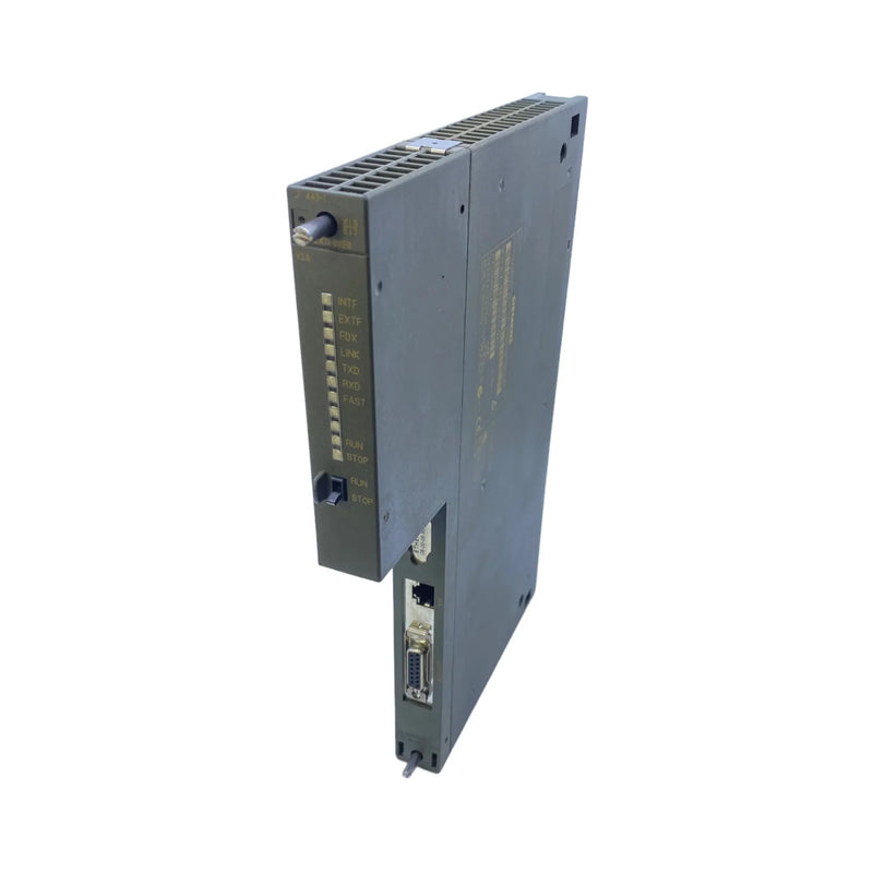 Siemens 6GK7443-1EX11-0XE0 CP 443-1 Ethernet communication processor for S7-400, supports ISO, TCP/IP, UDP. Discontinued legacy module.