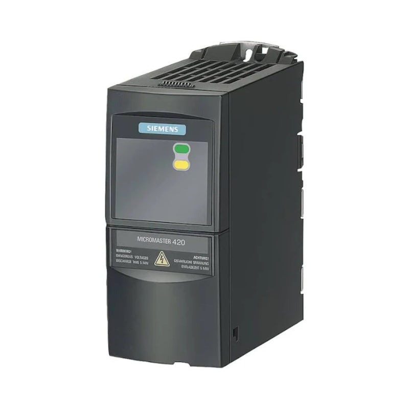 Siemens 6SE6420-2UD21-5AA1 MICROMASTER 420 VFD, 1.5 kW, 3-phase 400V, sensorless vector control, IP20, compact inverter for industrial motor control.
