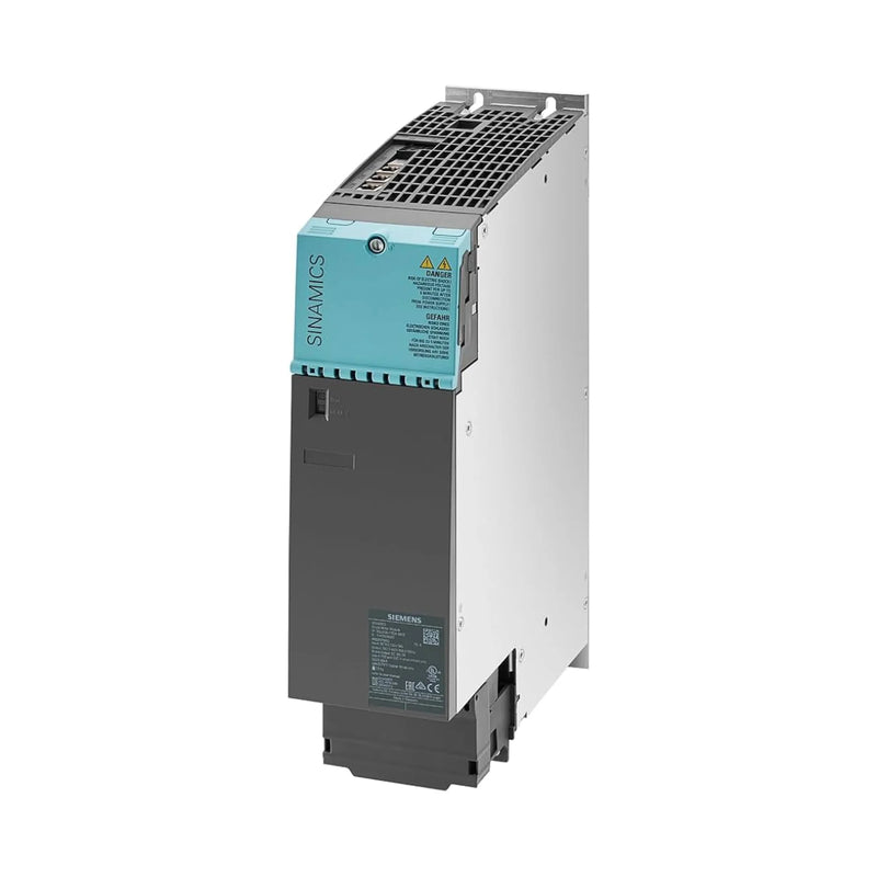 Siemens 6SL3120-1TE24-5AC0 dual 45A Booksize motor module, SINAMICS S120, 3AC 400V, Drive-CLiQ interface, internal cooling, industrial servo control.