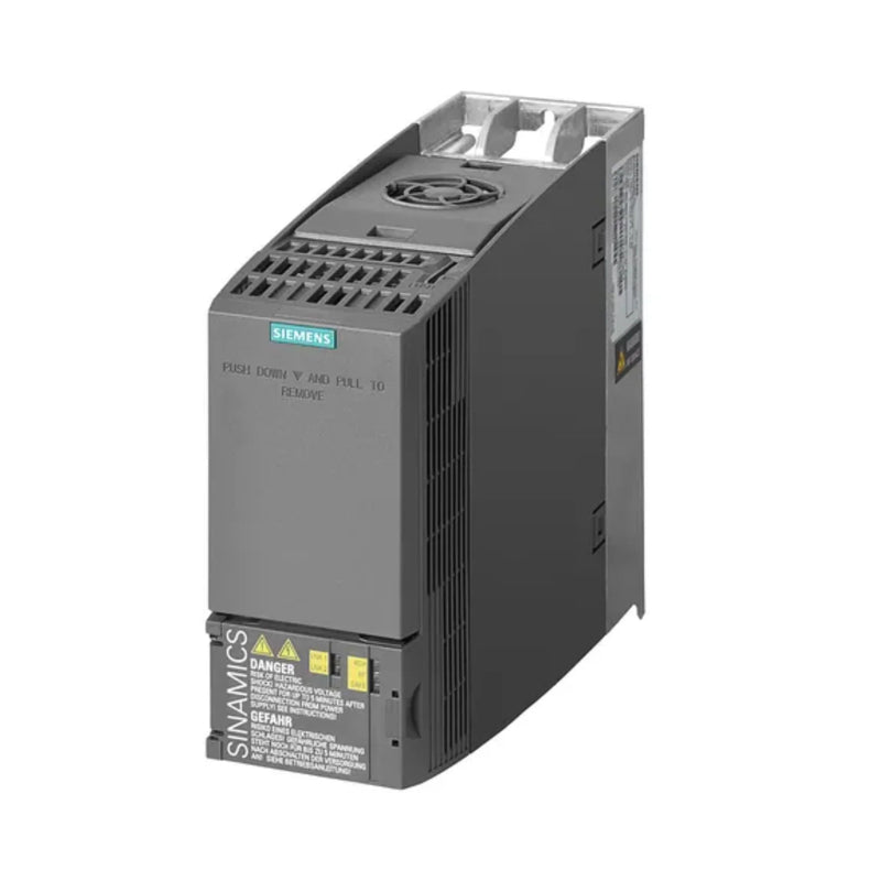 Siemens 6SL3210-1KE18-8UF1 SINAMICS G120C VFD, 18.5kW, 400V, 38A, IP20, 3-phase input, vector control, integrated EMC filter, for industrial automation.