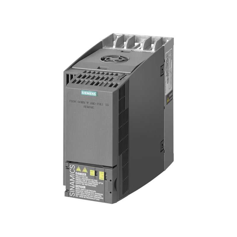 Siemens SINAMICS G120C inverter 6SL3210-1KE21-7UF1, 7.5 kW, 400V 3-phase, compact design with sensorless vector control and PROFINET communication.