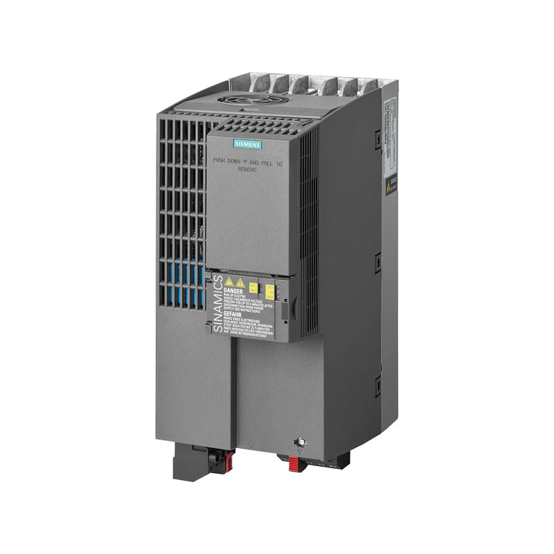 Siemens 6SL3210-1KE23-8AF1 SINAMICS G120C inverter, 18.5 kW, 400V, 38A, IP20, compact frequency drive with EMC filter for motor control.