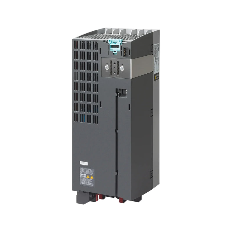 Siemens SINAMICS PM240-2 power module (6SL3210-1PE23-3AL0), 15 kW, 400V 3-phase, with integrated Class A EMC filter and built-in braking chopper.
