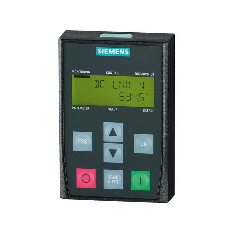 Siemens SINAMICS G120 Basic Operator Panel (BOP-2), 6SL3255-0AA00-4CA1, user-friendly interface for drive control and monitoring.