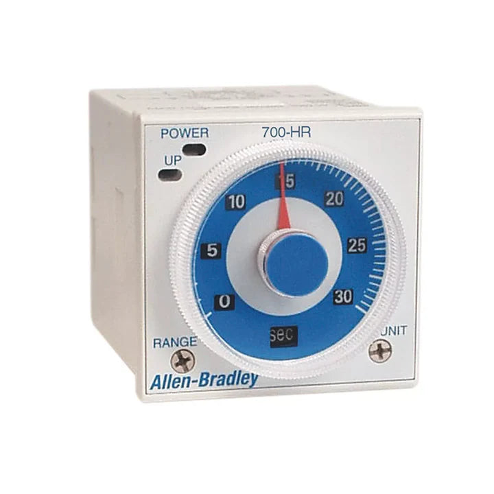 Allen-Bradley 700-HR52TU24 ON-delay timing relay, 24V DC, 0.1–10 sec, SPDT, plug-in