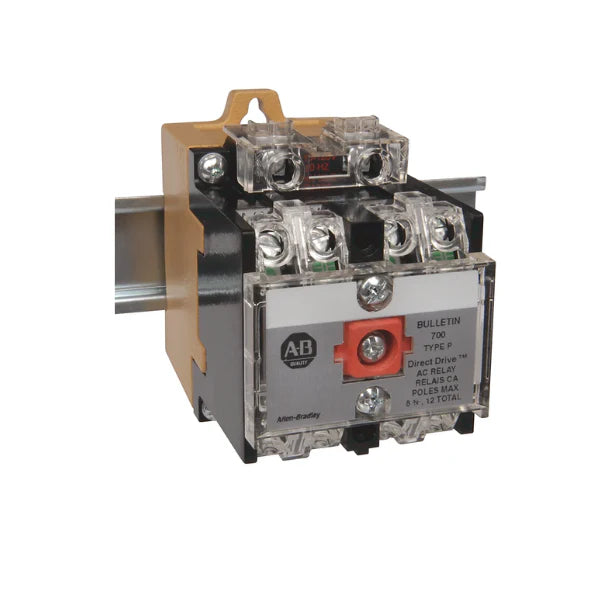 Allen-Bradley 700-P400A1 power relay, 4PDT, 10A, 24V AC coil, panel mount, open type.