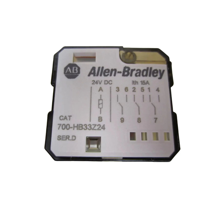 Allen-Bradley 700-HB33Z24 3PDT 24V DC miniature relay with 10A contacts and blade pins for DIN rail socket mounting