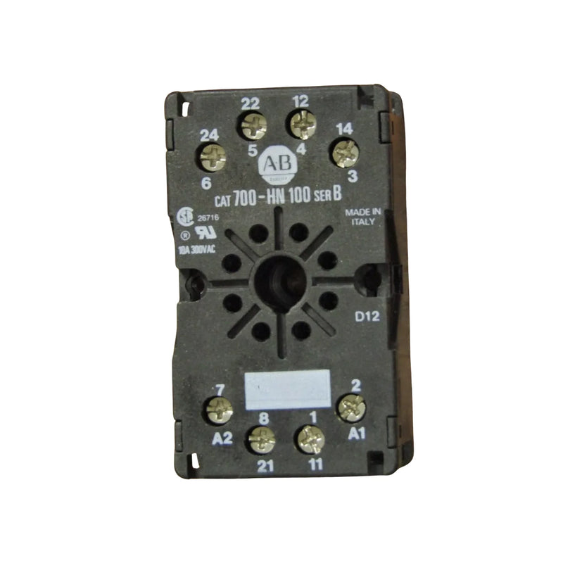 Allen-Bradley 700-HN100 8-pin relay socket, screw terminals, DIN rail or panel mount, for 700-H relays