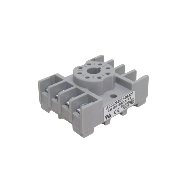 700-HN125 8-pin relay socket base with screw terminals, DIN rail/panel mount, for Bulletin 700-HK relays