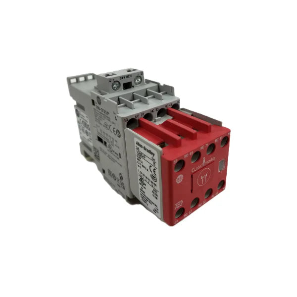 Allen-Bradley 700S-CF530EJC safety relay, 110V DC coil, 3NO/3NC bifurcated contacts, DIN rail mount.