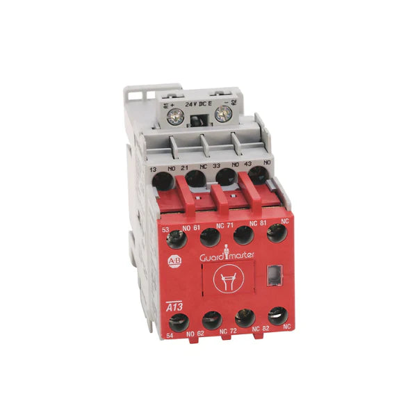 Allen-Bradley 700S-CF620DC safety control relay, 24V DC coil, 4NO/2NC contacts, DIN mount.