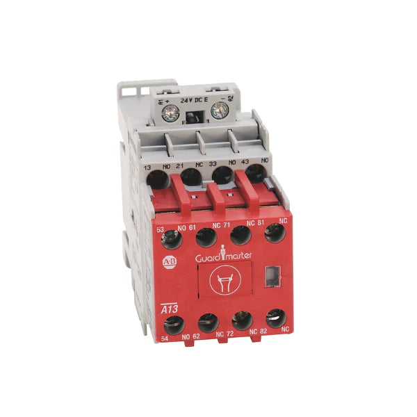 safety relay, 4 N.O. contacts, 24V DC electronic coil, 600V AC, 20A, DIN rail mount, heavy-duty Series S.