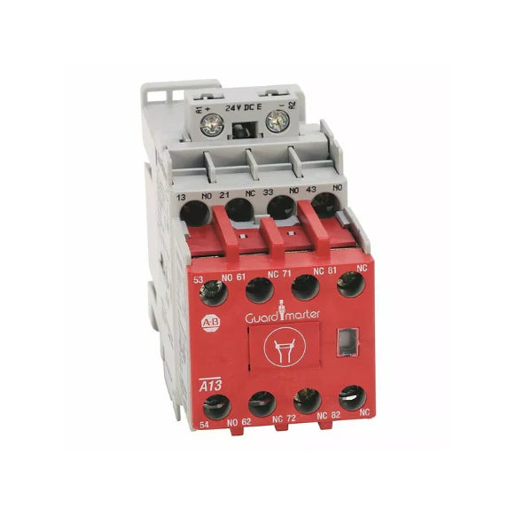 Allen-Bradley 700S-CFB620EJC safety relay, 24V DC, 4NO/2NC bifurcated contacts, DIN mount, SIL 3 rated.