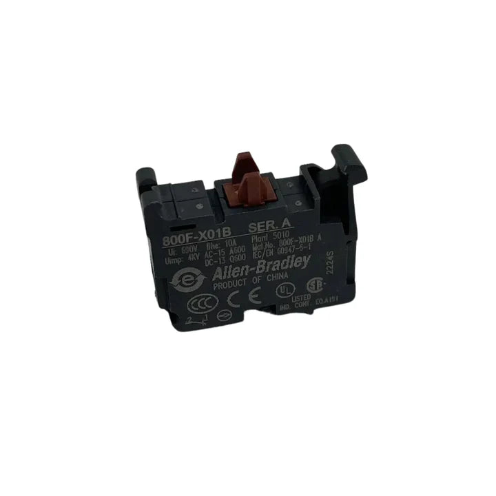 Allen-Bradley 800F-X01B blue contact block, 1 N.O., screw terminal, front mount for 800F push buttons