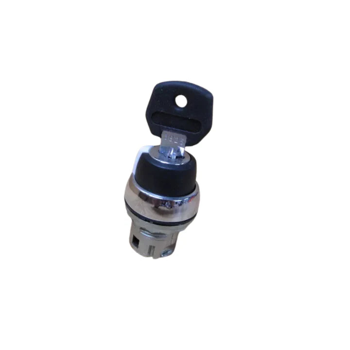 Allen-Bradley 800FM-KM21 key selector switch, 2-position maintained, 22 mm, metal bezel, key removable both positions
