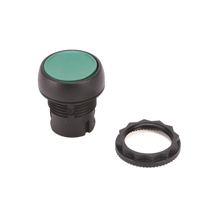Allen-Bradley 800FP-F3 22mm flush momentary push button, green cap, non-illuminated, IP66-rated plastic operator