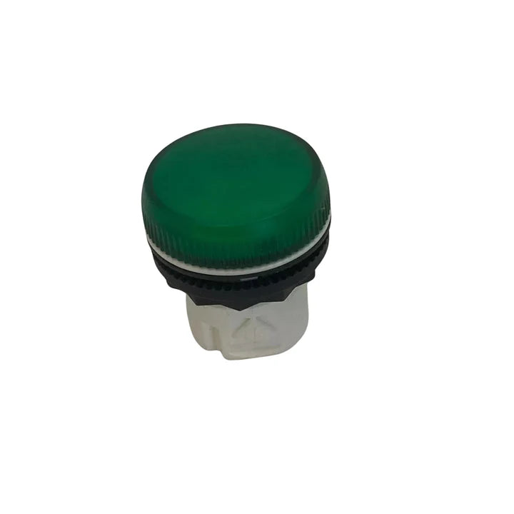 Allen-Bradley 800FP-P3 22mm green pilot light, round plastic lens, IP66/IP69K rated, flush mount design