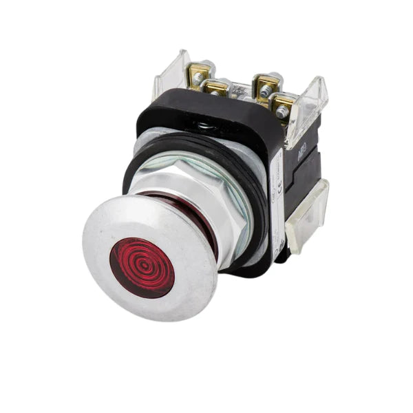 Allen-Bradley 800T-FXQ24RA1 red illuminated push button, 30 mm, momentary, 24V AC/DC, metal bezel