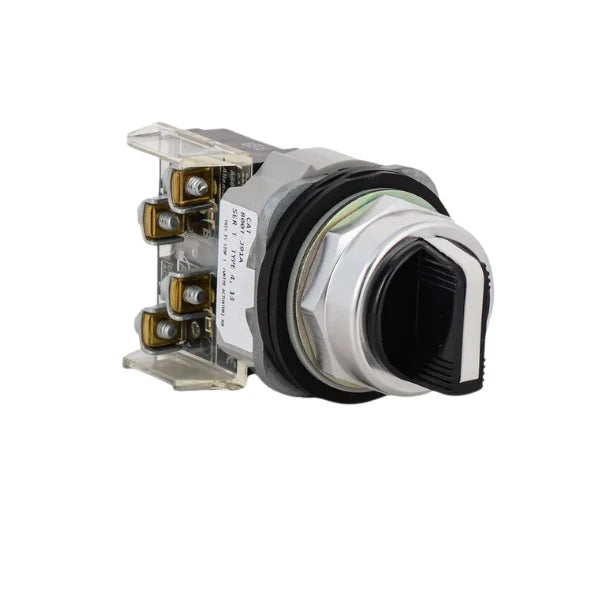 Allen-Bradley 800T-J91 2-position maintained selector switch, knob handle, NEMA 4/13, die-cast housing.