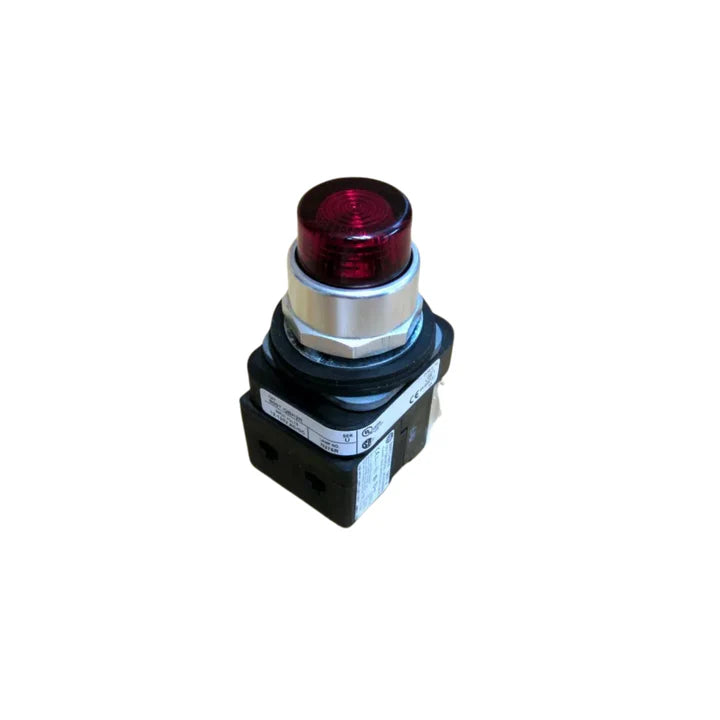 Allen-Bradley 800T-QBH2R 30mm illuminated selector switch, 2-position maintained, red lens, 120V, 1 N.O. / 1 N.C.