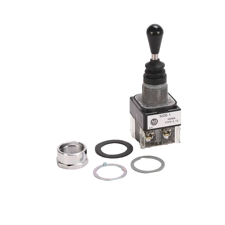 Allen-Bradley 800T-T2H3 lever selector switch, 2-position, spring return to center from left, 30 mm, NEMA 4/13