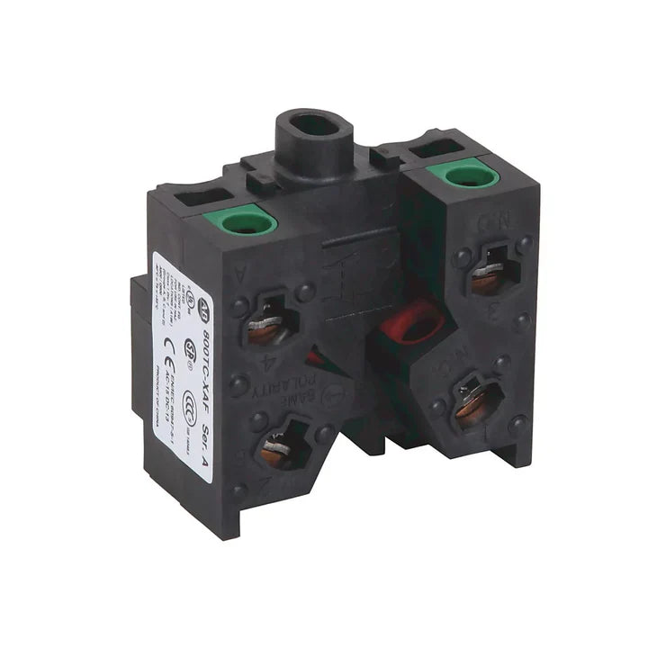 Allen-Bradley 800TC-XAF contact block, 1 N.O. / 1 N.C., front mount, screw terminals, for 800T and 800H operators