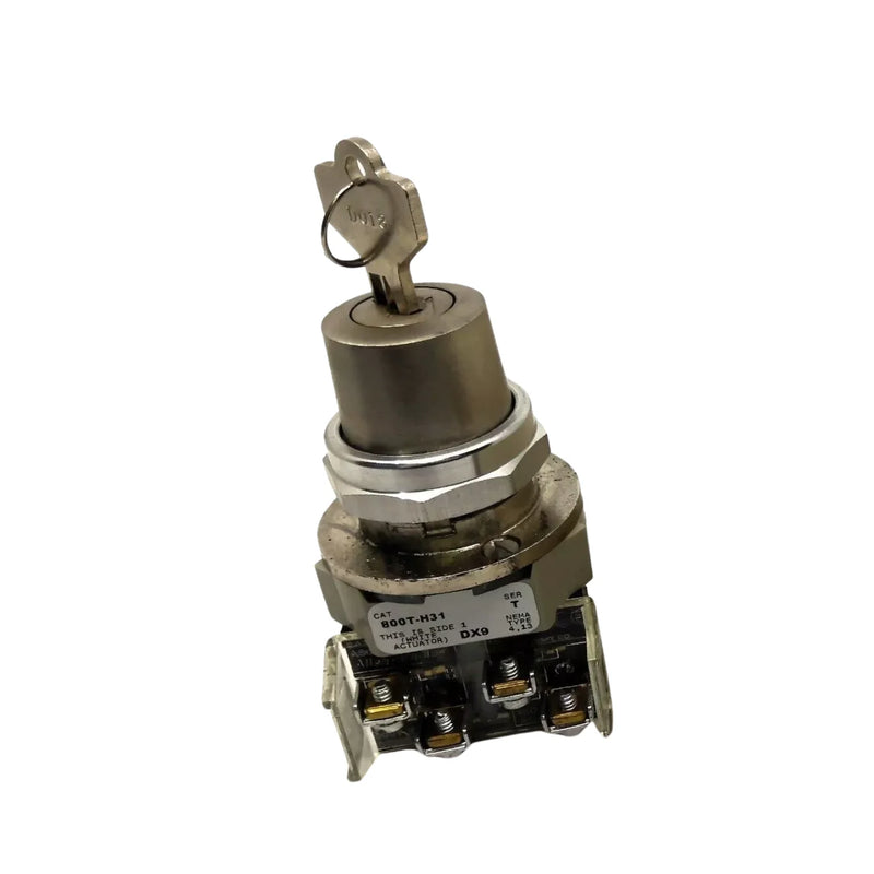Allen-Bradley 800T-H31A 2-position maintained selector switch, 30mm, black knob, no contacts, NEMA 4/13