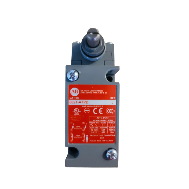 Allen-Bradley 802T-ATPD limit switch, top plunger, 1-NO 1-NC, snap action, NEMA 4/13 enclosure