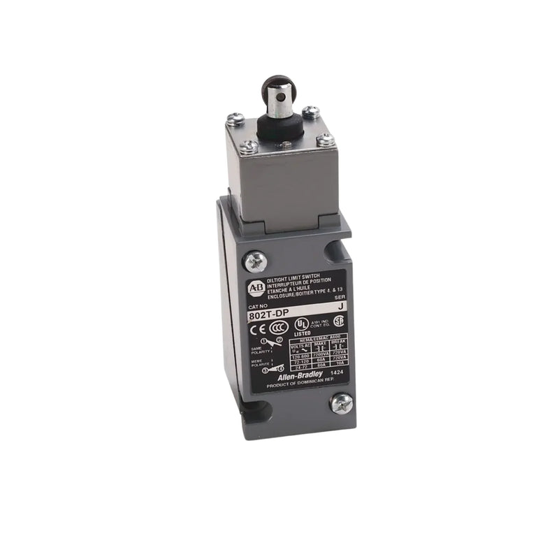 Allen-Bradley 802T-DP limit switch, top plunger, 1 N.O. + 1 N.C., snap action, NEMA 4/13 enclosure