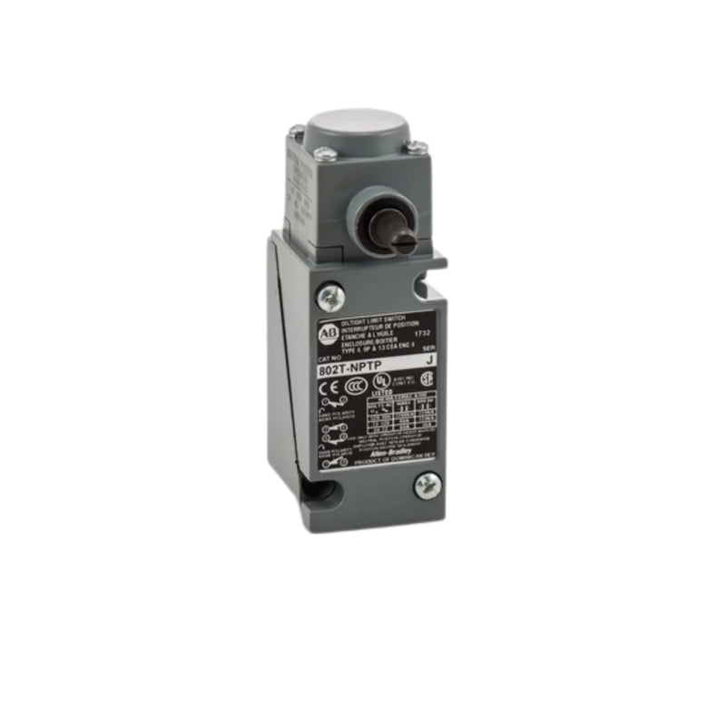 Allen-Bradley 802T-NPTP limit switch, top plunger actuator, 1 N.O. / 1 N.C., NEMA 4/13, industrial duty.
