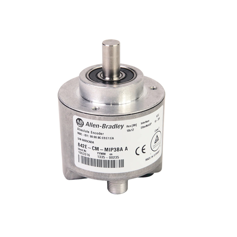 Allen-Bradley 842E-CM-MIP3BA multi-turn absolute encoder, 30mm shaft, EtherNet/IP, IP67