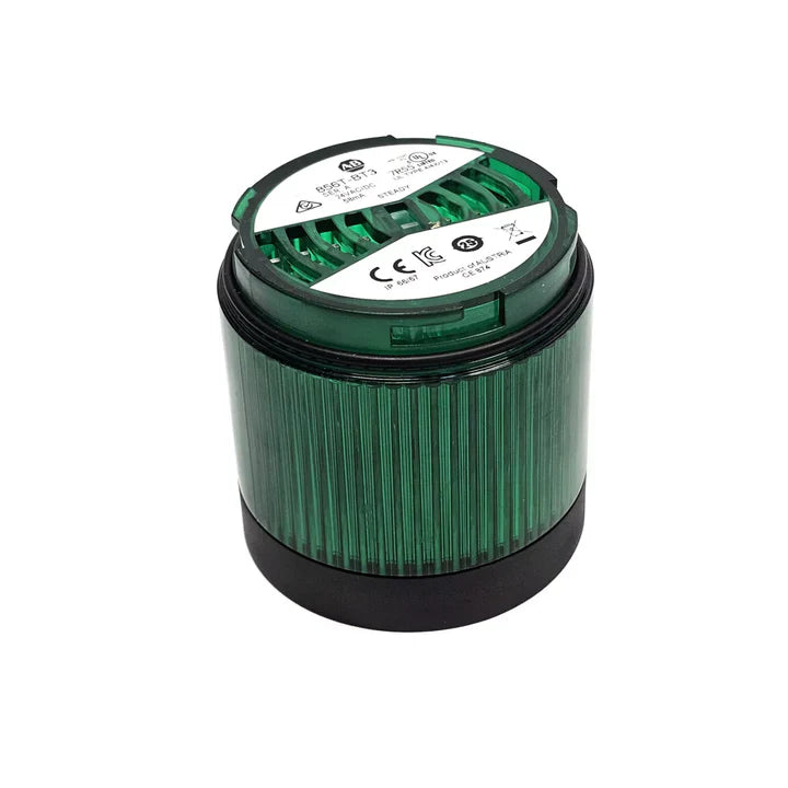 Allen-Bradley 856T-BT3 70 mm stack light module, steady green LED, 24V AC/DC, IP66/IP67 rated