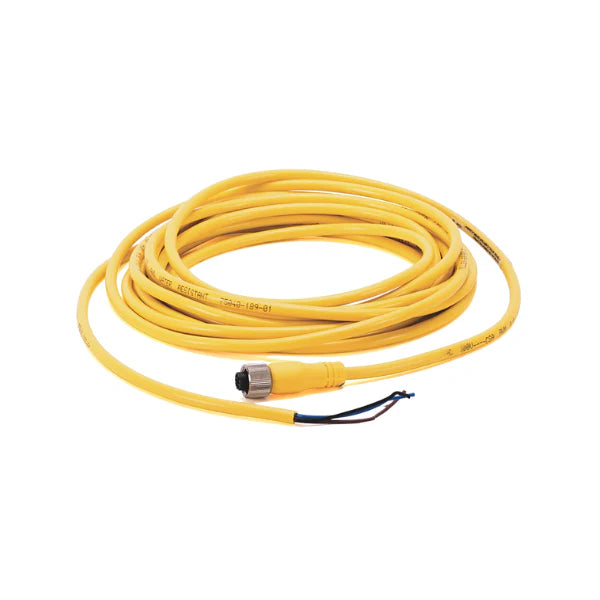 Allen-Bradley 889D-F4AC-5 M12 4-pin female cordset, 5 meters, PVC jacket, straight connector, IP67.