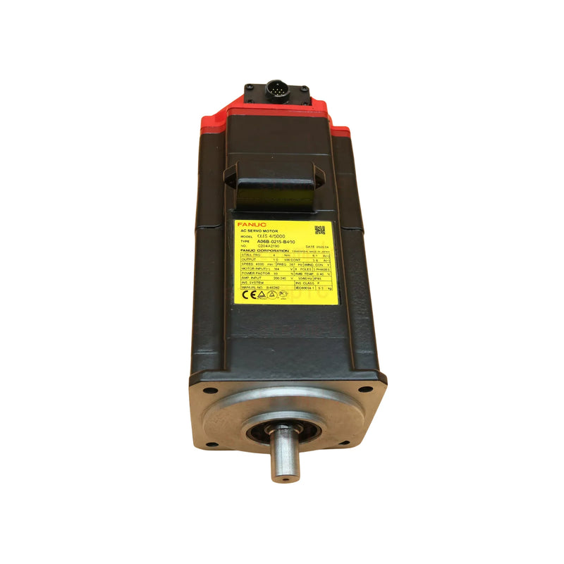 Fanuc A06B-0215-B400 AC servo motor, 2.5 kW, 4000 rpm, αiS 8/4000HV with straight shaft