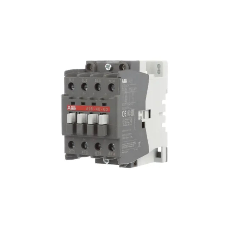 ABB A26-40-00 contactor, 26 A, 3-pole, 24 V AC coil, IEC-compliant for motor control.