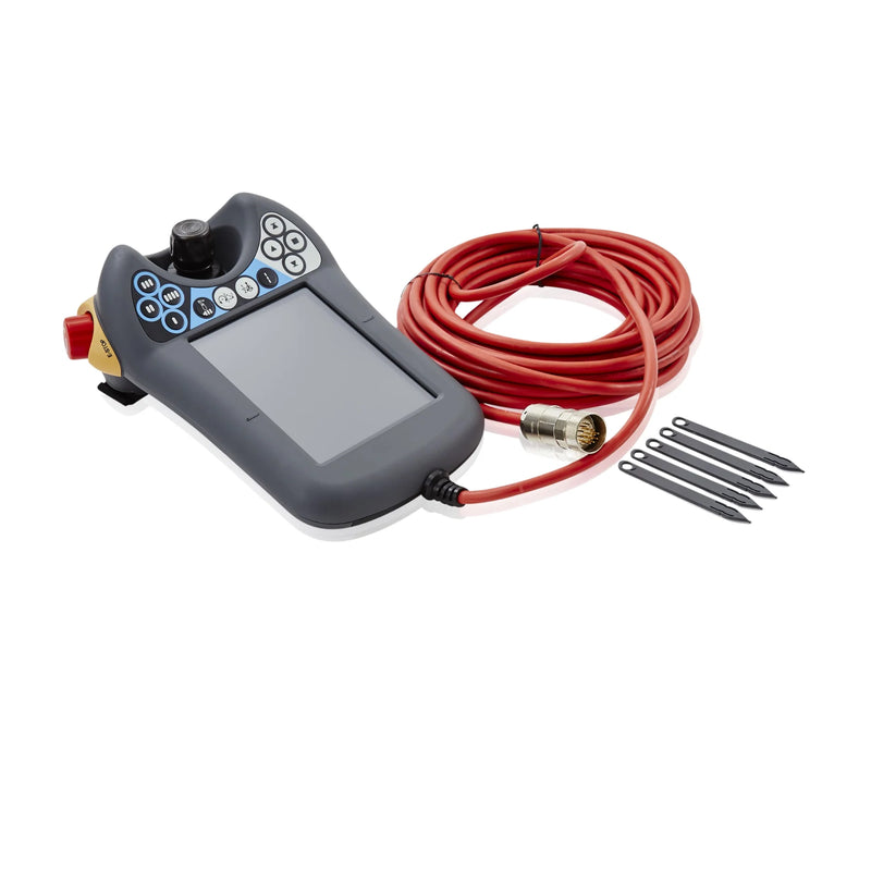 ABB 3HAC028357-001 FlexPendant with touchscreen and joystick for IRC5 robot controller, designed for intuitive programming in industrial automation.