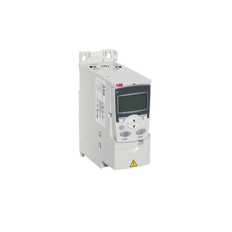 ABB ACS355-03U-08A8-4 AC drive, 4 kW, 5 HP, 3-phase, IP20, vector control, brake chopper, and EMC filter for compact automation systems.