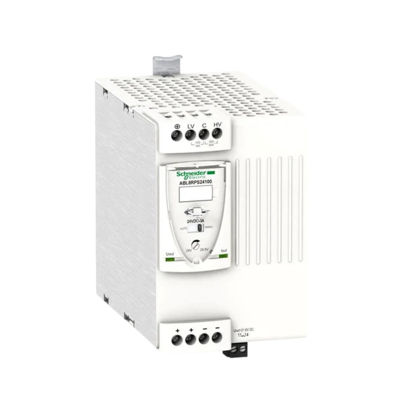 Schneider Electric ABL8RPS24100 Phaseo 100 W power supply, 24 VDC output, DIN rail mount