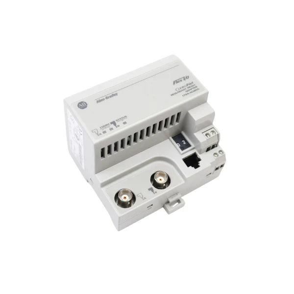 Allen-Bradley 1794-ACNR15 FLEX I/O ControlNet adapter, redundant media support, 24V DC input, for high-speed distributed industrial communication.