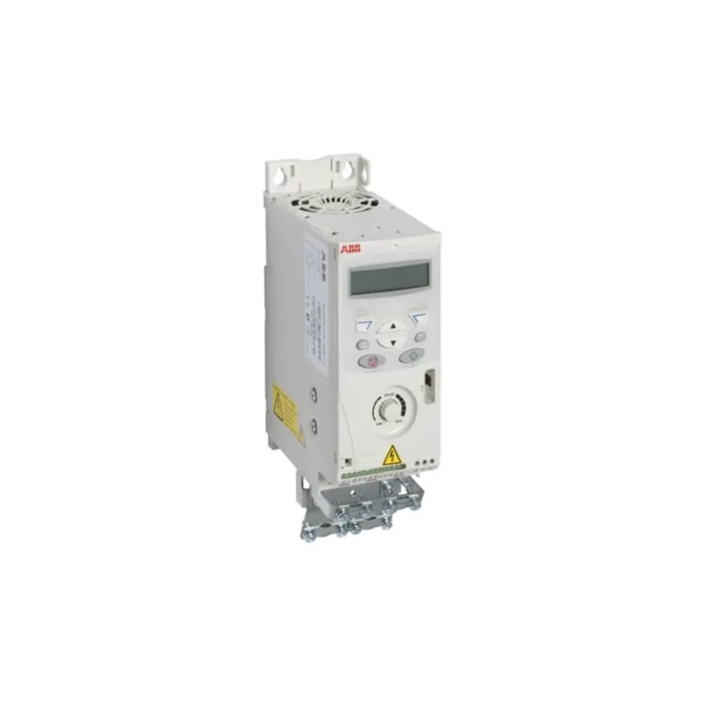ABB ACS150-01E-04A7-2 VFD, 4.7 A, 230 V, IP20, for compact motor control in light-duty industrial and commercial applications.