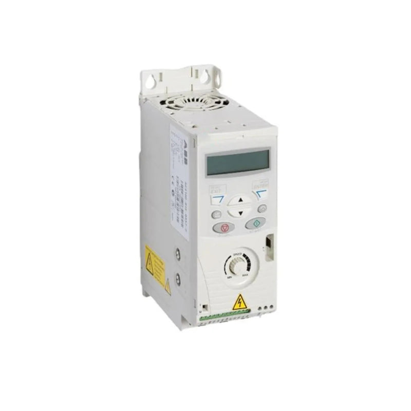 ABB ACS150-03E-01A9-4 AC drive, 0.37 kW, 400 V, with keypad and EMC filter for motor control.