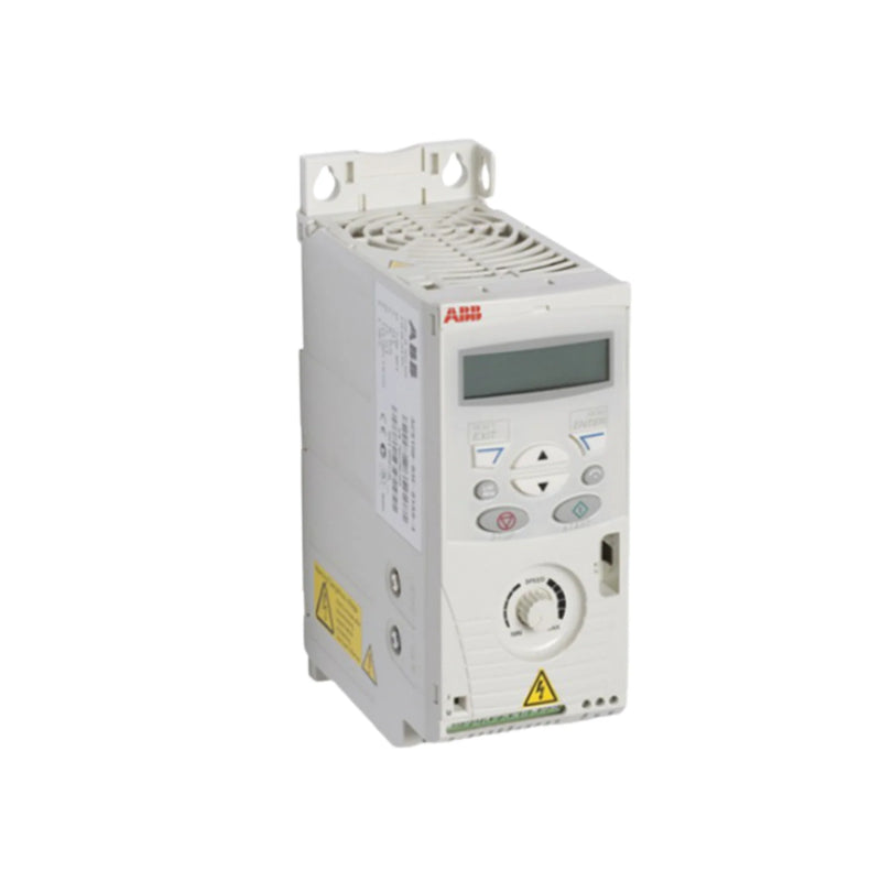 ABB ACS150-03E-04A1-4 2 HP VFD, 4.1 A, IP20, with keypad, EMC filter, and braking chopper for OEM motor control applications.