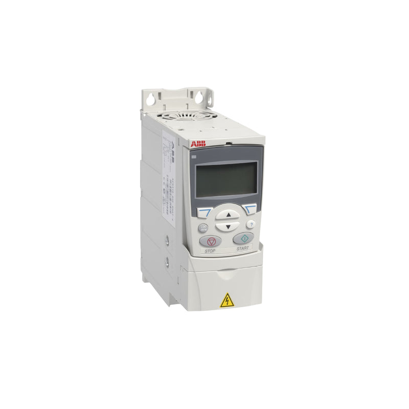 ABB ACS310-03E-04A5-4 AC drive, 1.1 kW, 400 V, IP20, compact VFD for pumps and fans.